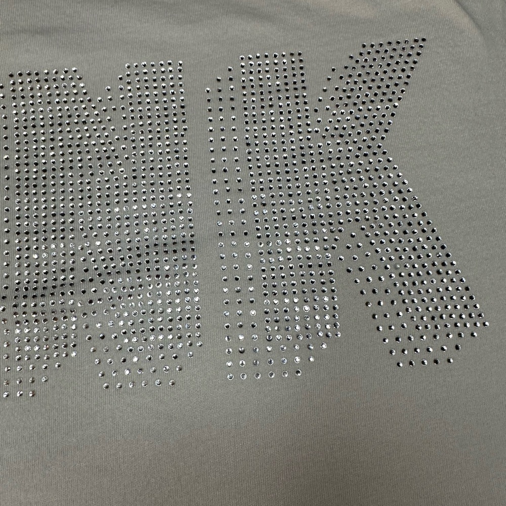 Victoria's Secret PINK Shine Bling Logo Light Gray Campus L/S Tee Shirt Small - Picture 6 of 7